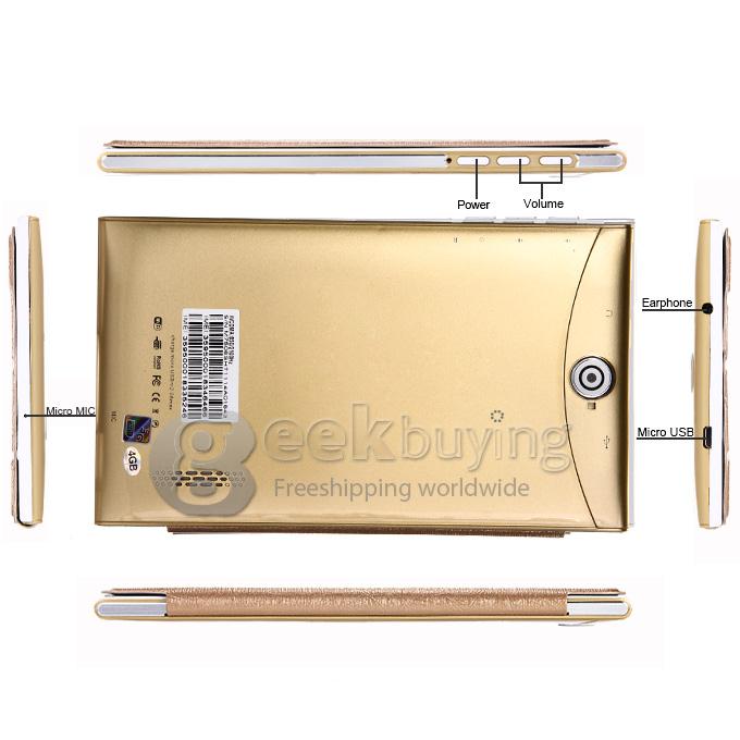 F733-3G 7 Inch 3G Phone Call Tablet PC Android 4.2 MTK6572 1024*600 Pixels Capacitive Screen BT - Gold
