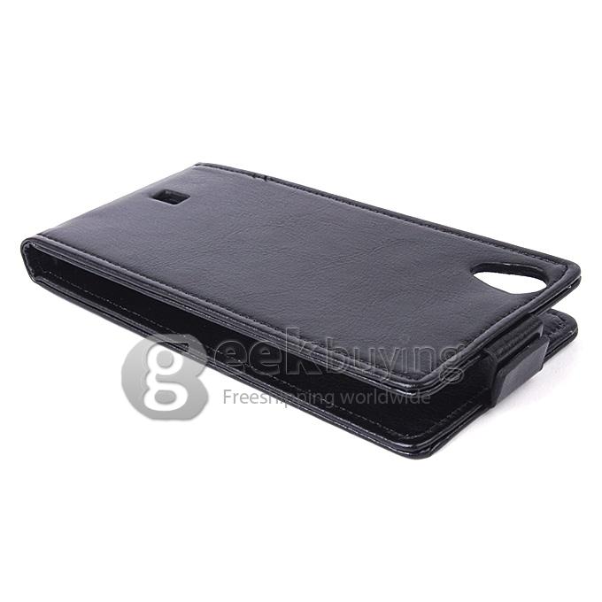 Protective Hard Cover Flip Stand Leather Case for Leagoo Lead 3 - Black