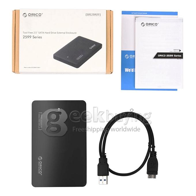 ORICO 2599US3 Tool Free USB 3.0 2.5 inch SATA HDD Enclosure External Hard Drive Case for Notebook Desktop PC - Black