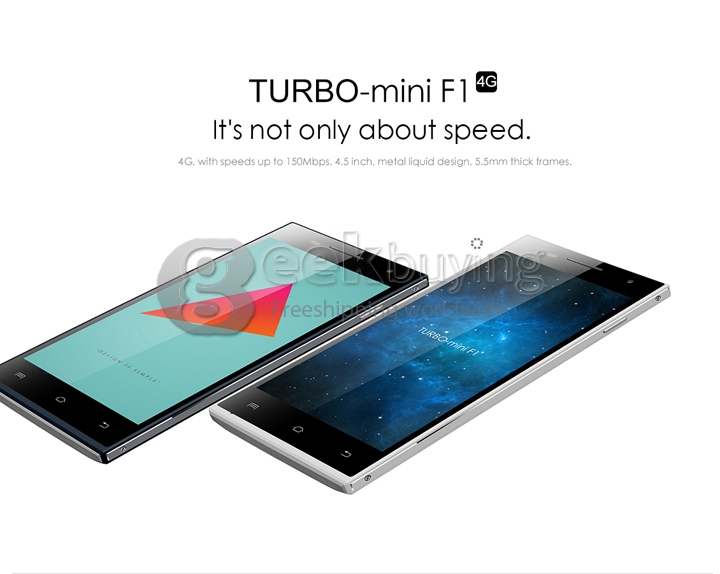 DOOGEE F1 TURBO Mini 4.5 Inch Android 4.4 Phone MTK6732 Quad Core 1.5GHz 8.0MP 1GB 8GB FDD-LTE 4G Smartphone - Dark blue