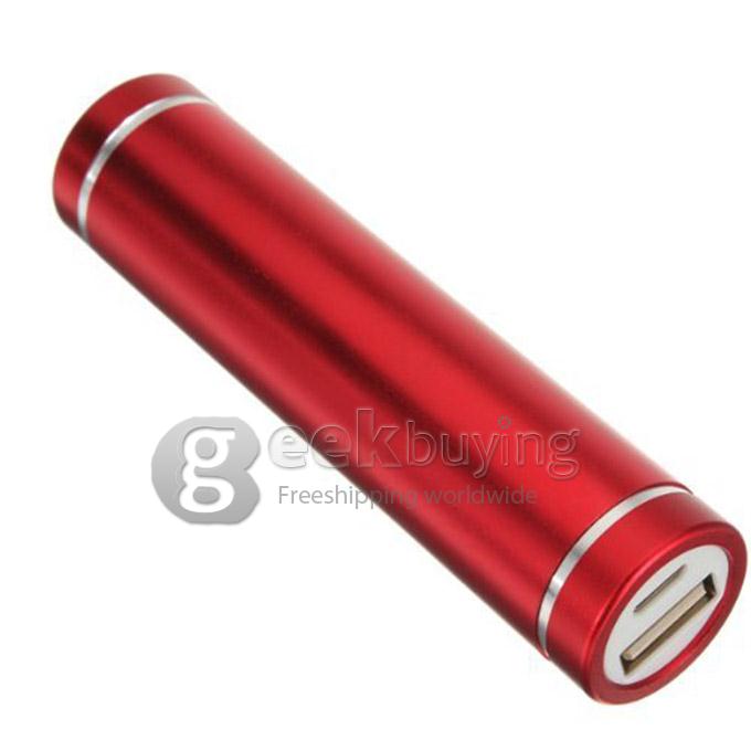 Portable Mini Cylinder 1300mAh USB Power Bank External Battery Pack - Red