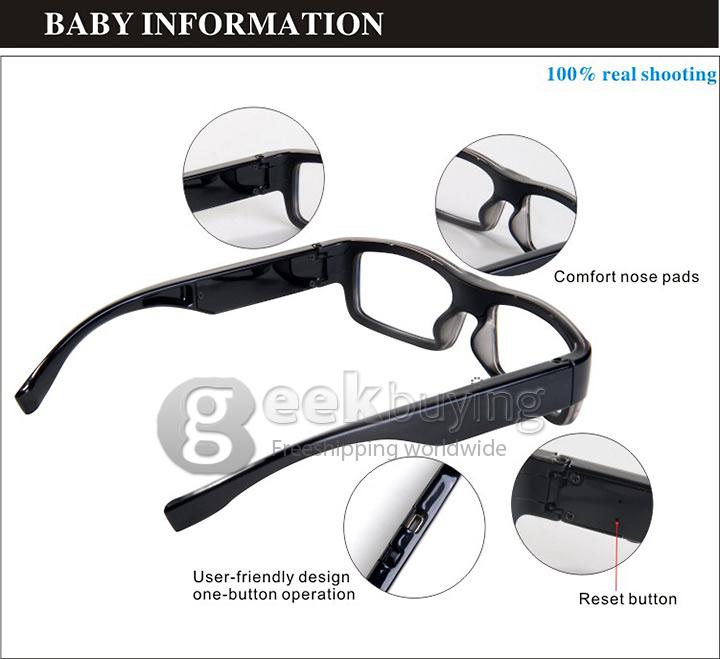 G3000 HD 720P Camera Glasses Hidden Eyewear DVR Video Recorder Camcorder - Black