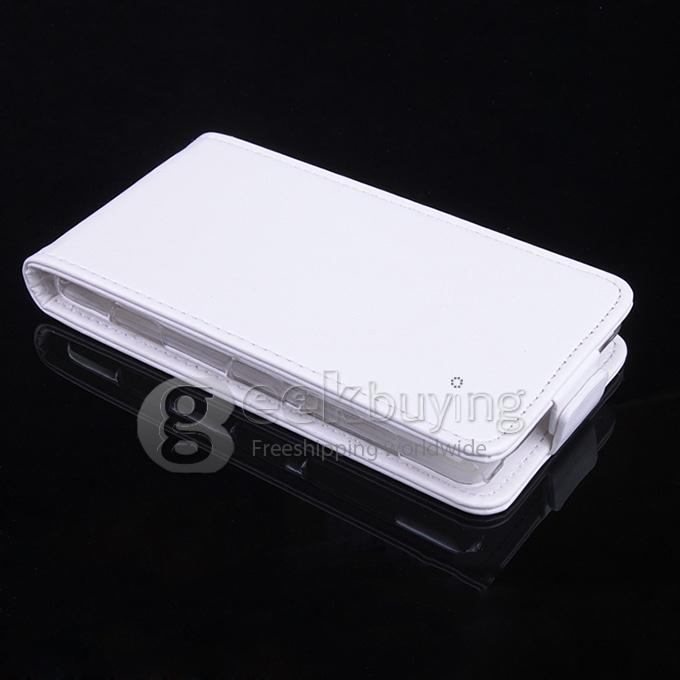 Protective Hard Cover Flip Stand Leather Case for Nokia Lumia 820 - White