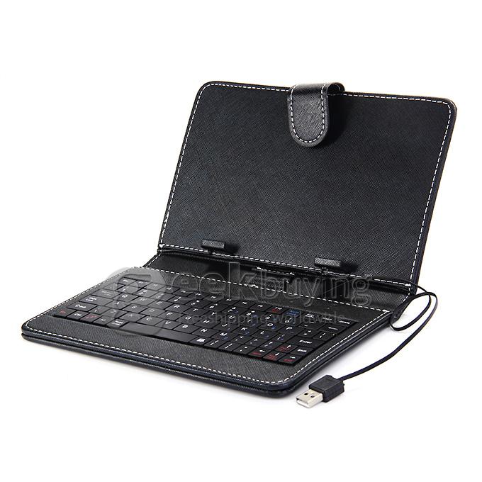 Universal Leather Keyboard Holster Case for 7 Inch Tablet PC - Black