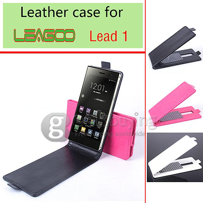 Protective Hard Cover Flip Stand Leather Case for Leagoo Lead 1 -Black