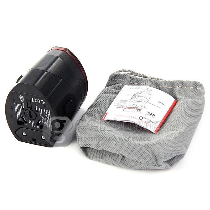 Universal Global Travel AC UK / EU / US / AU Plug Power Adapter Dual USB Conversion Socket - Black