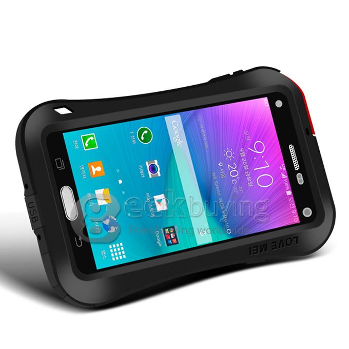 Lovemei Aluminum Powerful Shockproof Gorilla Glass Metal Case Protective Cover for Galaxy Note4 N9100 - Black