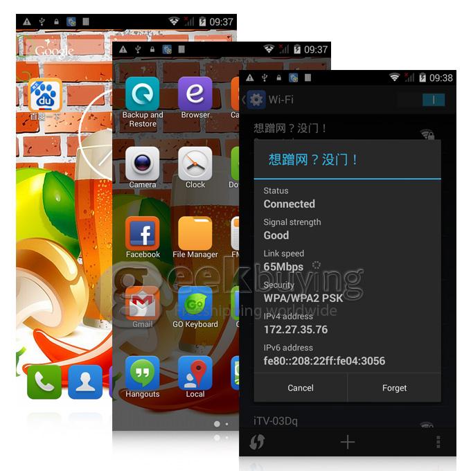 JIAKE N9100 5.5inch MTK6582 Quad Core 1.3GHz Smartphone QHD Android 4.4 1GB RAM 8GB ROM 5.0MP 3G GPS WIFI - White