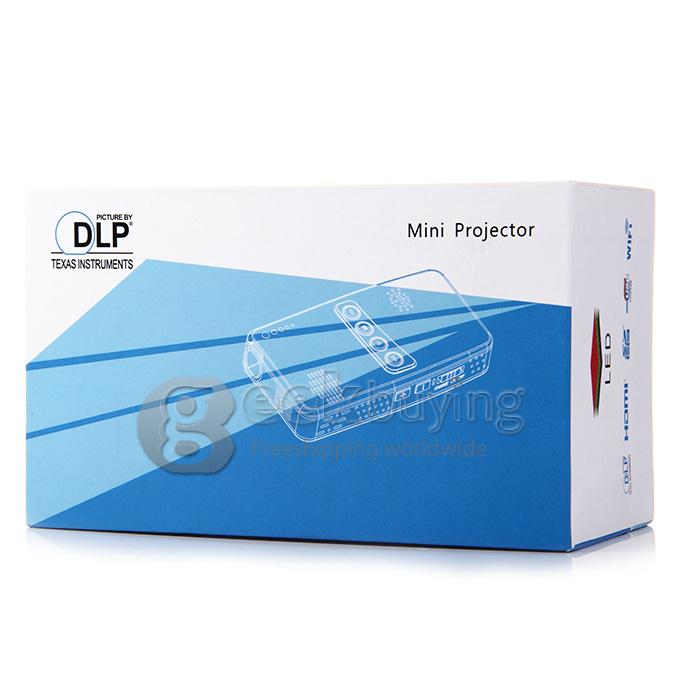 Mini MP-60A 100 Lumens DLP LED Projector 854 * 480 800:1 Built-in 2600mAh Battery with HDMI/AV/VGA/TF - Black(US Plug)
