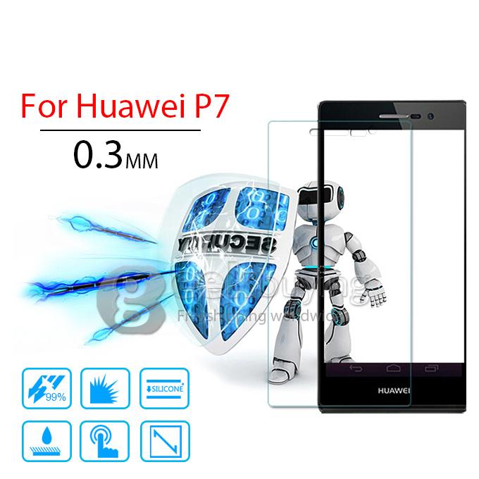 Toughened Glass 0.33mm Screen Protector Film Cover Arc Edge for HUAWEI P7 with Individual Package