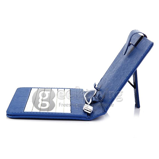 Universal Leather Keyboard Holster Case for 7 Inch Tablet PC - Blue