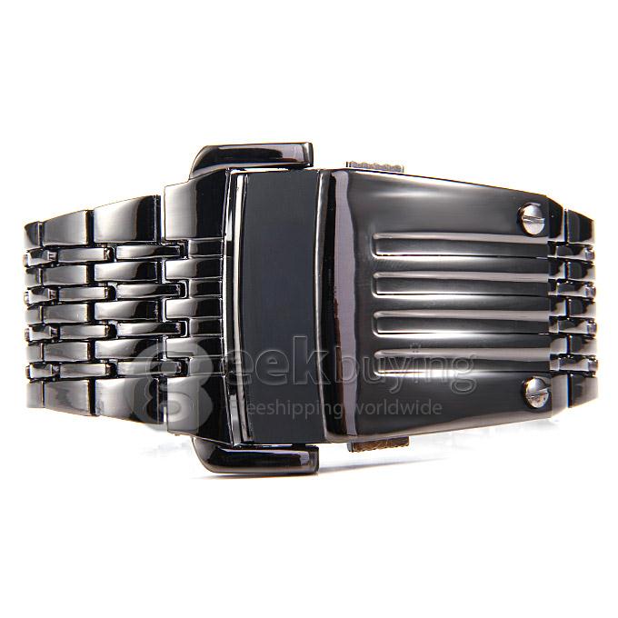 Fashion Iron Man Digital LED Steel Band Digital Quartz Wrist Watch for Man - Black