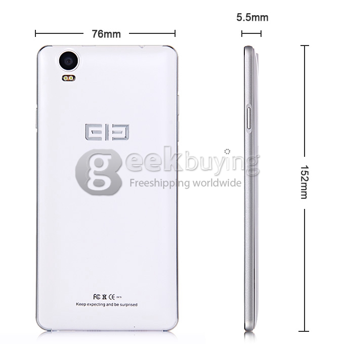 Elephone G7 5.5 Inch 1280*720 MTK6592M Octa Core 1.4GHz Smartphone Android 4.4 1GB 8GB 13.0MP 8.0MP IPS HD Screen-Silver