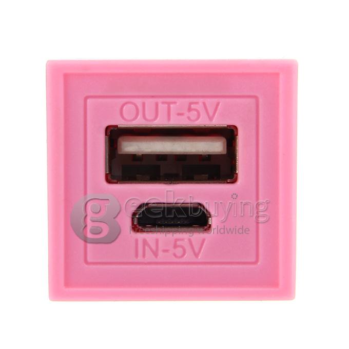 Portable Milk Box Style 2600mAh External Power Bank Battery Charger for Smartphone - Pink