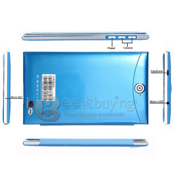 F733-3G 7 Inch 3G Phone Call Tablet PC Android 4.2 MTK6572 1024*600 Pixels Capacitive Screen BT - Blue