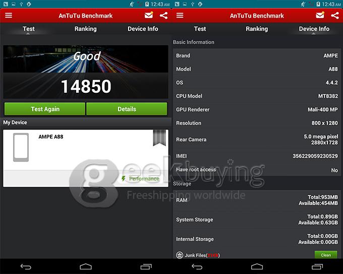 Ampe A88 3G Phone Call Tablet PC 8.0 Inch Quad Core Android 4.4 IPS HD Screen 1GB/8GB GPS BT - White