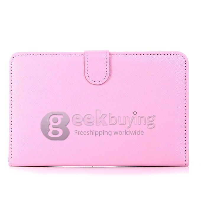 Universal Leather Keyboard Holster Case with Micro Port for 7 Inch Tablet PC - Pink