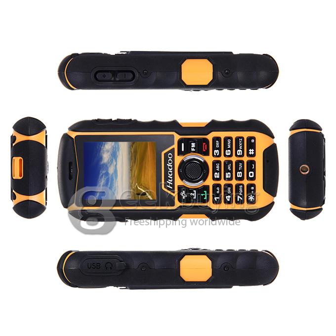 HUADOO H1 IP68 Waterproof Phone Dustproof Shockproof Flashlight FM Dual SIM Cards GSM Cell Phone - Orange