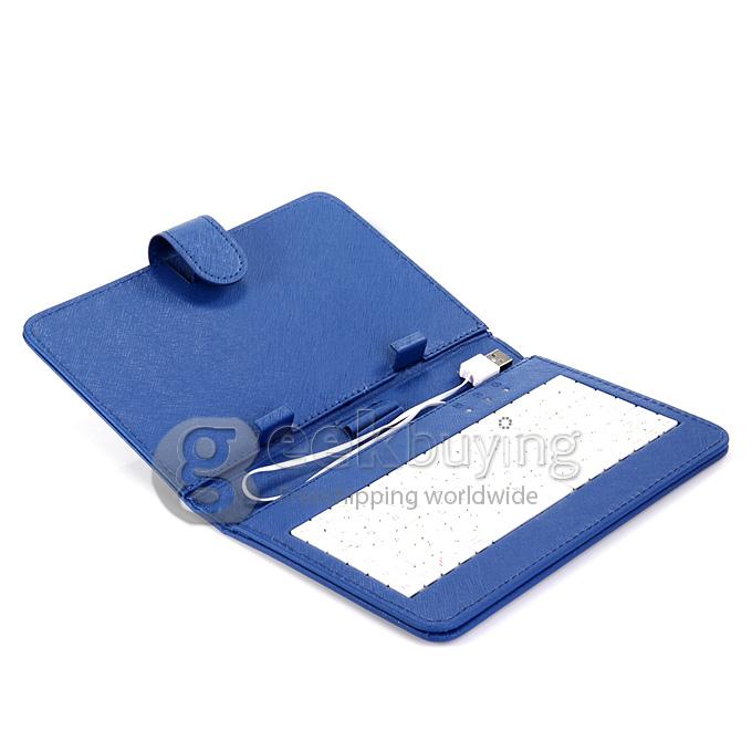 Universal Leather Keyboard Holster Case for 7 Inch Tablet PC - Blue