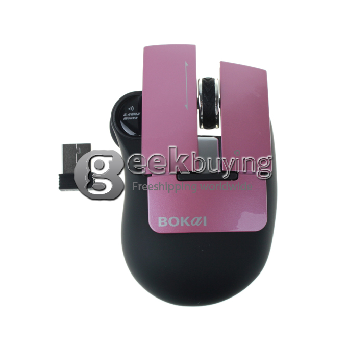 BoKai 2800 10M 2.4G 1000 DPI Wireless Optical Mouse with Nano Receiver for PC Laptop----Pink