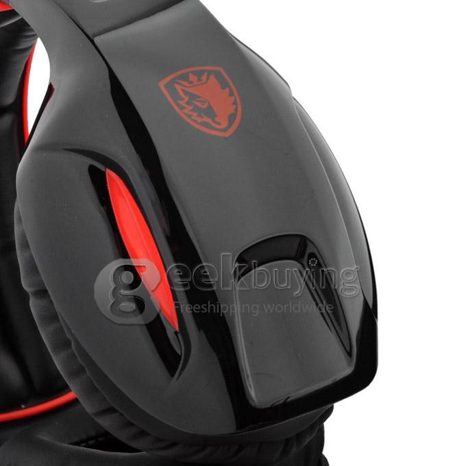 SADES SA-902 Wired USB Plug Stereo 7.1 Surround PC Gaming Headset Headphone with Microphone for PC Laptop - Black + Red