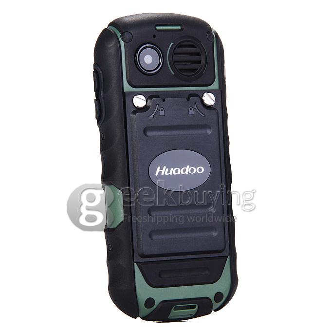 HUADOO H1 IP68 Waterproof Phone Dustproof Shockproof Flashlight FM Dual SIM Cards GSM Cell Phone - Green