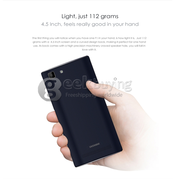 DOOGEE F1 TURBO Mini 4.5 Inch Android 4.4 Phone MTK6732 Quad Core 1.5GHz 8.0MP 1GB 8GB FDD-LTE 4G Smartphone - Dark blue