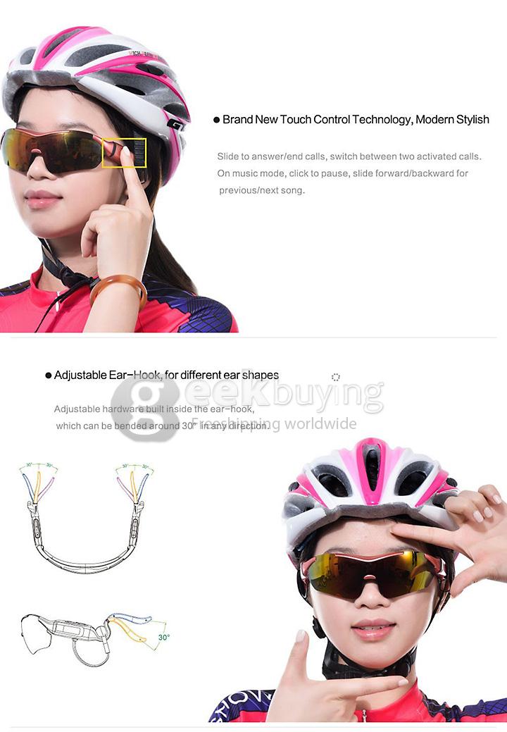 Gonbes K1 Universal Wireless Bluetooth Smart Sun Glasses Headset for Stereo Music Phone-call Answer Sport - White