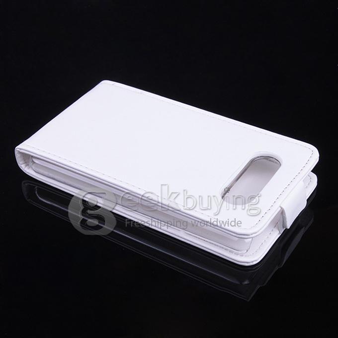Protective Hard Cover Flip Stand Leather Case for Nokia Lumia 820 - White