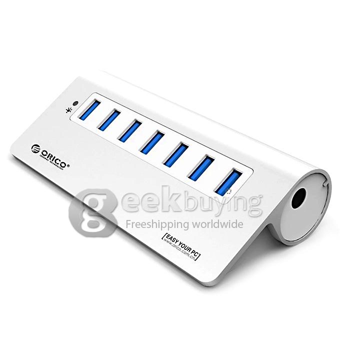 ORICO M3H7 Aluminum Super Speed 7 Ports USB 3.0 HUB with Power Adapter for Macbook Notebook PC Laptop - White
