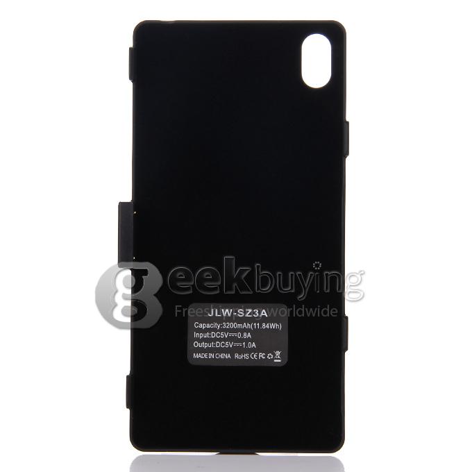3200mah Backup Battery Case Charge Cover with Stand Power Bank For Sony Xperia Z3 - Black