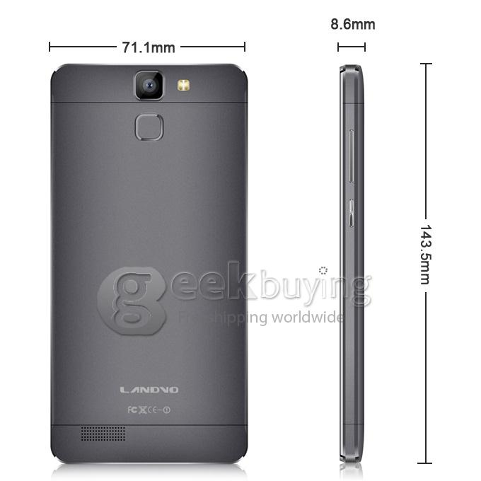 LANDVO L600S 5.0Inch Android 4.4.2 MTK6732 Quad Core 1.5GHz Smartphone 1GB 8GB IPS HD FDD-LTE 4G 13.0MP 5.0MP - Grey