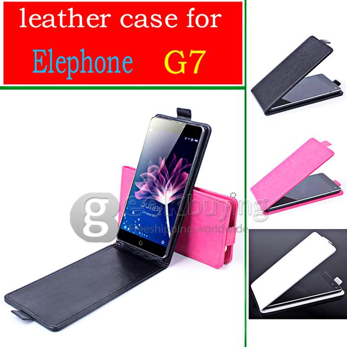 Protective Hard Cover Flip Stand Leather Case for Elephone G7 -White