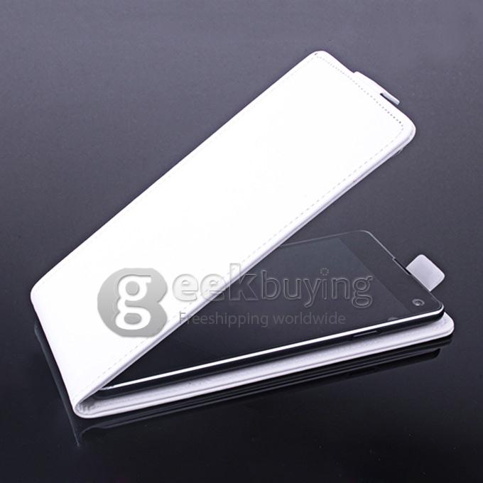 Protective Hard Cover Flip Stand Leather Case for Elephone G7 -White
