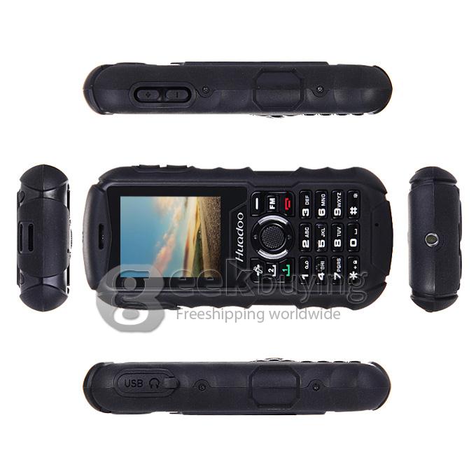 HUADOO H1 IP68 Waterproof Phone Dustproof Shockproof Flashlight FM Dual SIM Cards GSM Cell Phone - Black