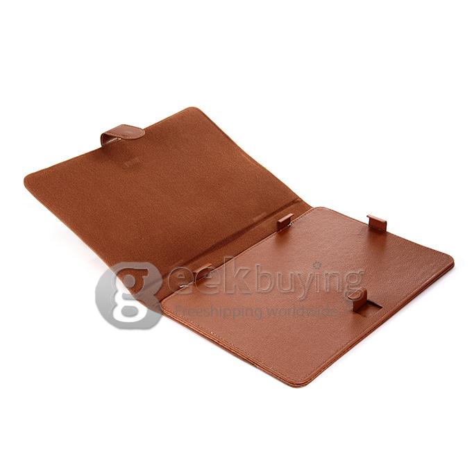 10 Inch General Tablet PC Built-in Card Buckled Up and Down Activities Leather Case- brown