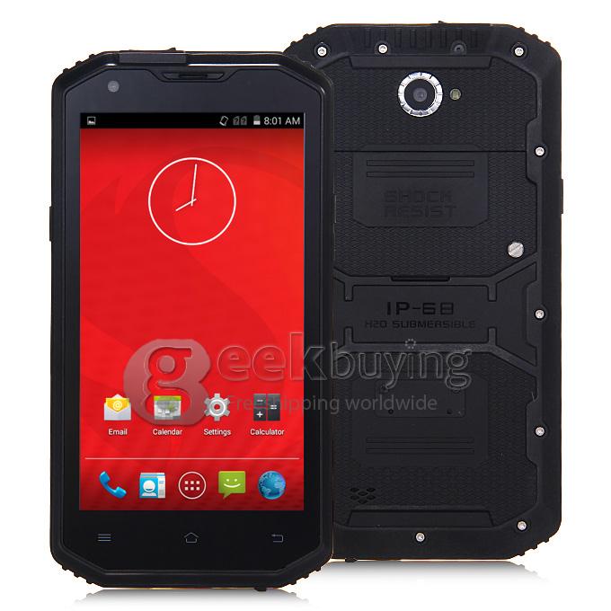 Rugged Smartphone A8 IP68 5.5inch Waterproof Android 4.4 Phone Qualcomm MSM8916 Quad Core 1GB 8GB Smartphone 8.0MP 4G LTE- Black