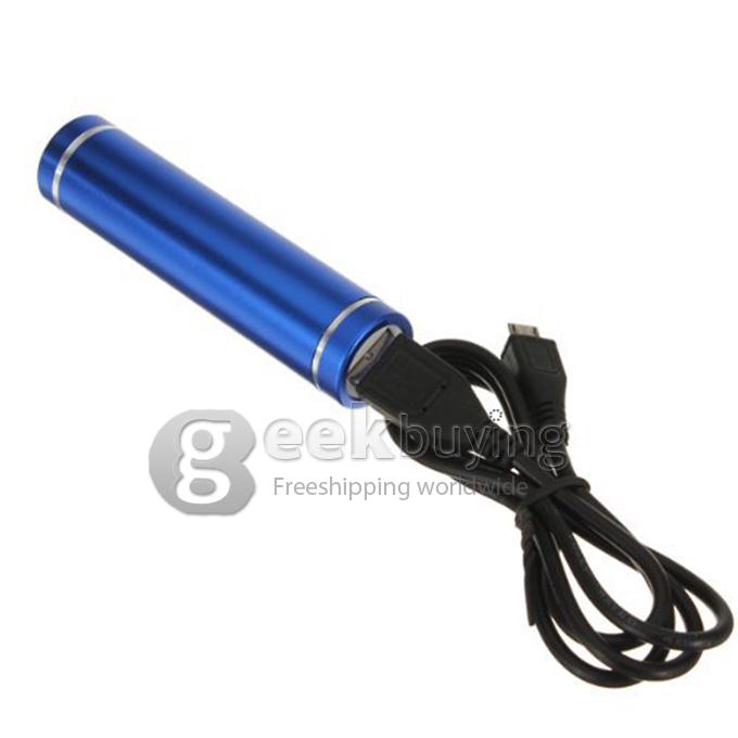Portable Mini Cylinder 1300mAh USB Power Bank External Battery Pack - Blue