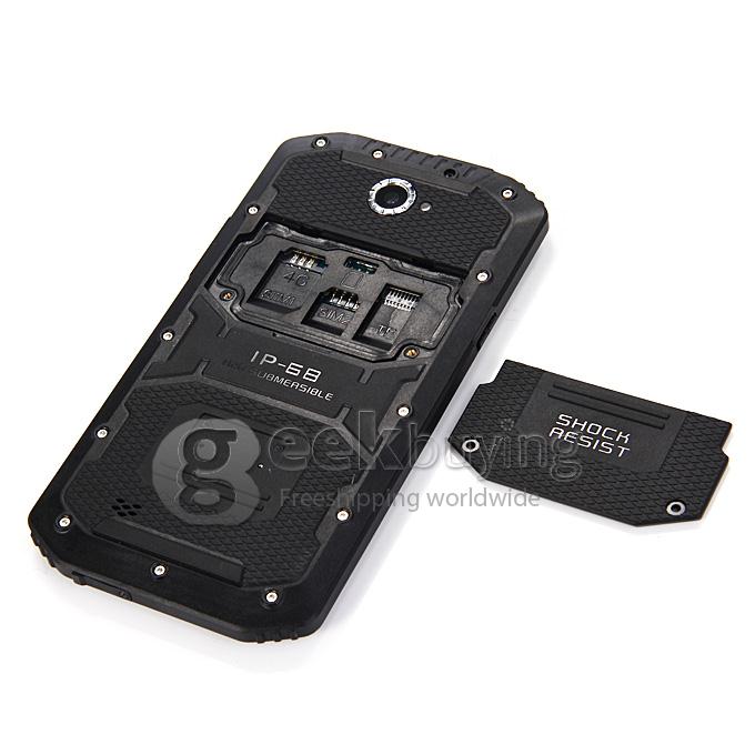 Rugged Smartphone A8 IP68 5.5inch Waterproof Android 4.4 Phone Qualcomm MSM8916 Quad Core 1GB 8GB Smartphone 8.0MP 4G LTE- Black