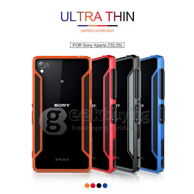 Nillkin Frame Series Protective Cover Shell Bumper PC+TPU Case for SONY Xperia Z3/L55 - Red