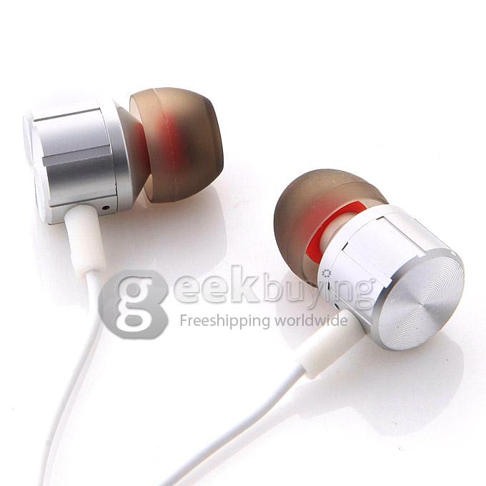 Roman N2 Universal 3.5mm Wired Bass Stereo In-ear Earphone Headphone with Mic Leather Box - Silver