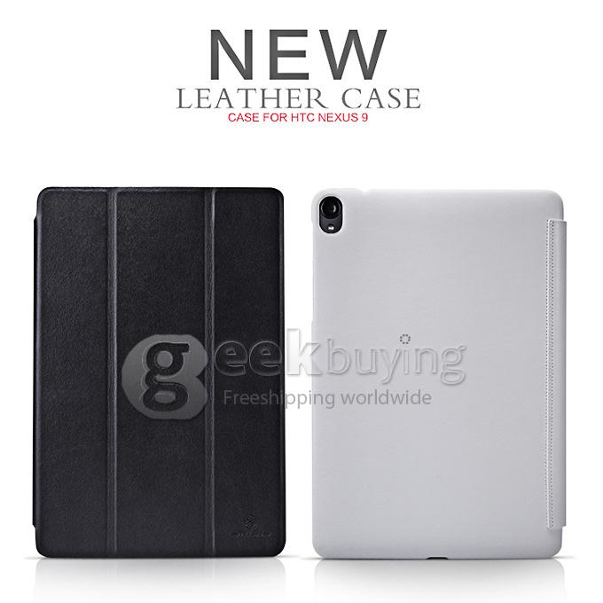 NILLKIN Sparkle Polycarbonate Flip Stand Leather Case for Google HTC Nexus 9 Tablet PC - Black