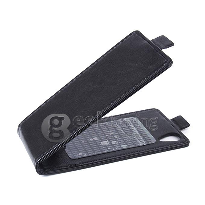 Protective Hard Cover Flip Stand Leather Case for Leagoo Lead 3 - Black