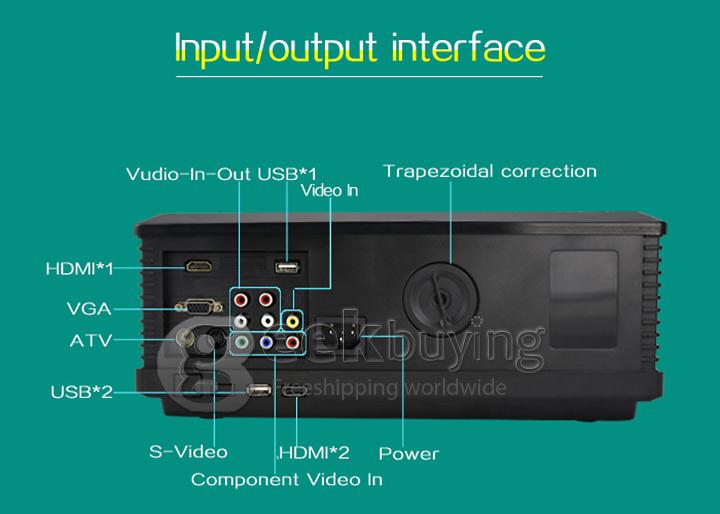 ProHome PH580S LED Projector Multimedia HD 1080P 1280*800 3200 Lumens HDMI USB VGA for Smartphone Home Theater Black