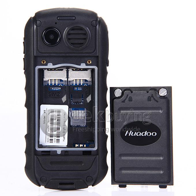 HUADOO H1 IP68 Waterproof Phone Dustproof Shockproof Flashlight FM Dual SIM Cards GSM Cell Phone - Black
