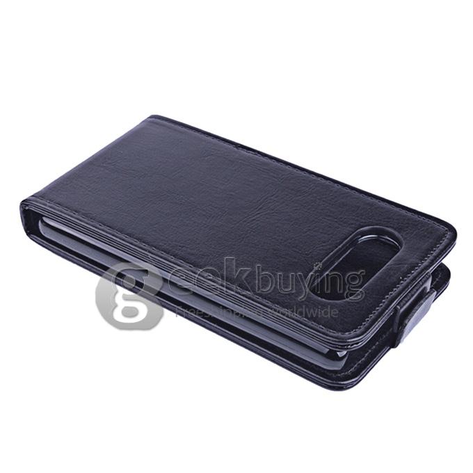 Protective Hard Cover Flip Stand Leather Case for Nokia Lumia 820 - Black