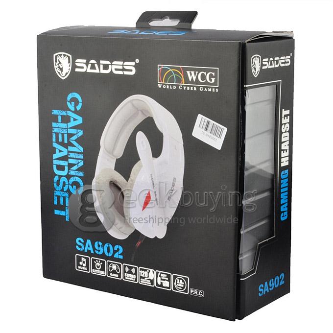 SADES SA-902 Wired USB Plug Stereo 7.1 Surround PC Gaming Headset Headphone with Microphone for PC Laptop - White + Red
