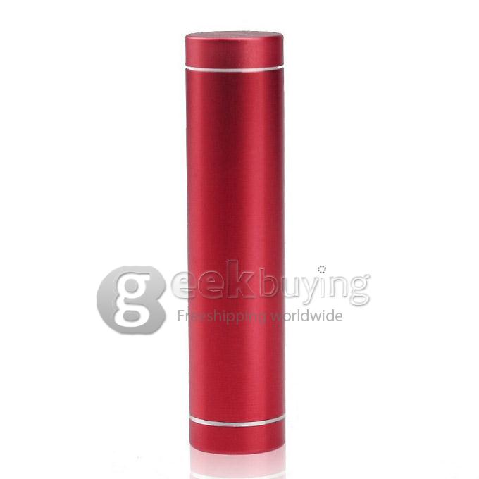 Portable Mini Cylinder 1300mAh USB Power Bank External Battery Pack - Red