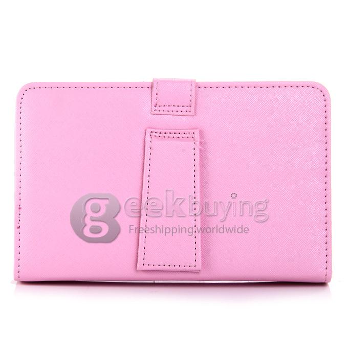 Universal Leather Keyboard Holster Case with Micro Port for 7 Inch Tablet PC - Pink