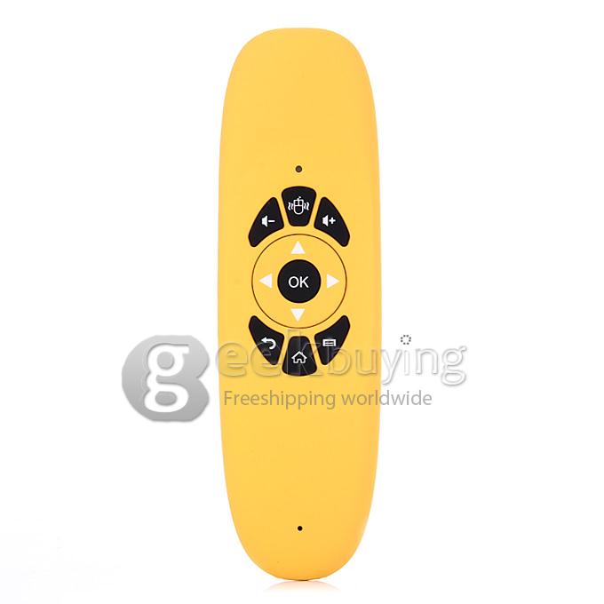 C120 2.4GHz Mini Wireless Air Mouse with QWERTY Keyboard + Somatic Game Handgrip for TV BOX Tablet PC - Yellow